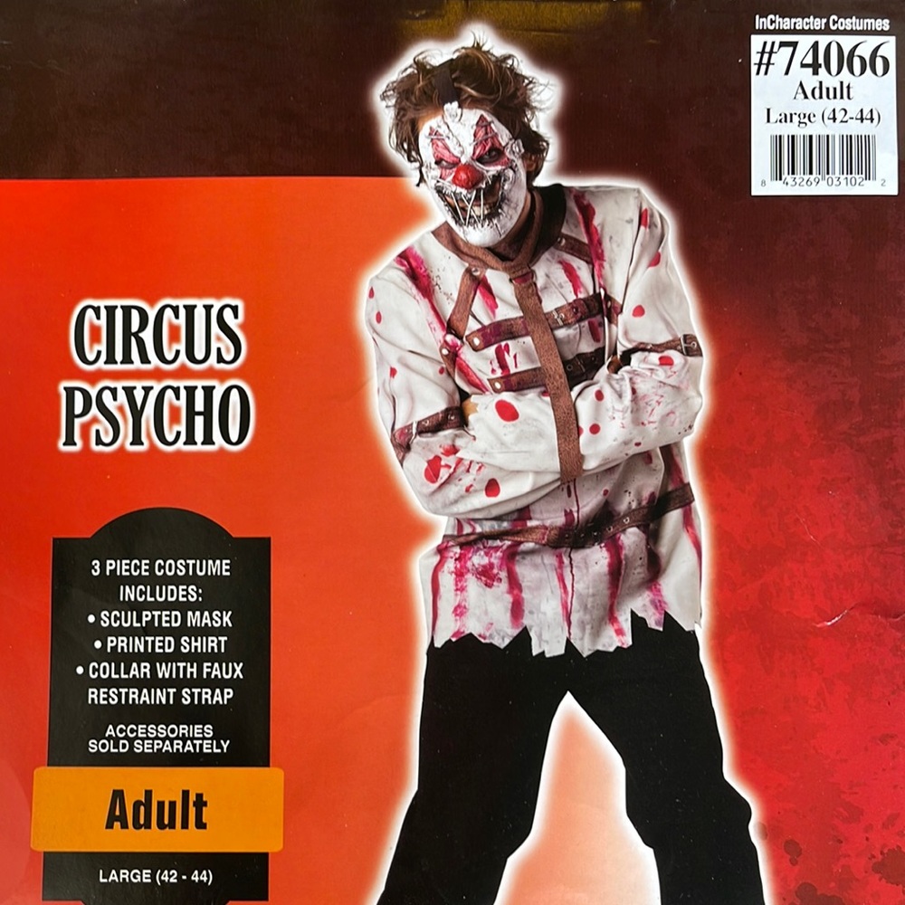 Circus Psycho Adult Costume! New!